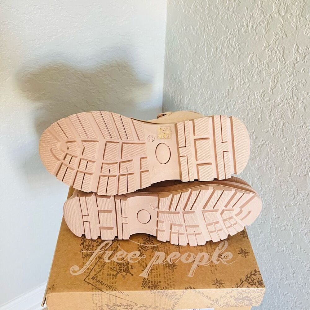 FREE PEOPLE Camp Out Canvas‎ Combat Boot, Natural, Tan/Pink, Size 8, NWT - Picture 10 of 16
